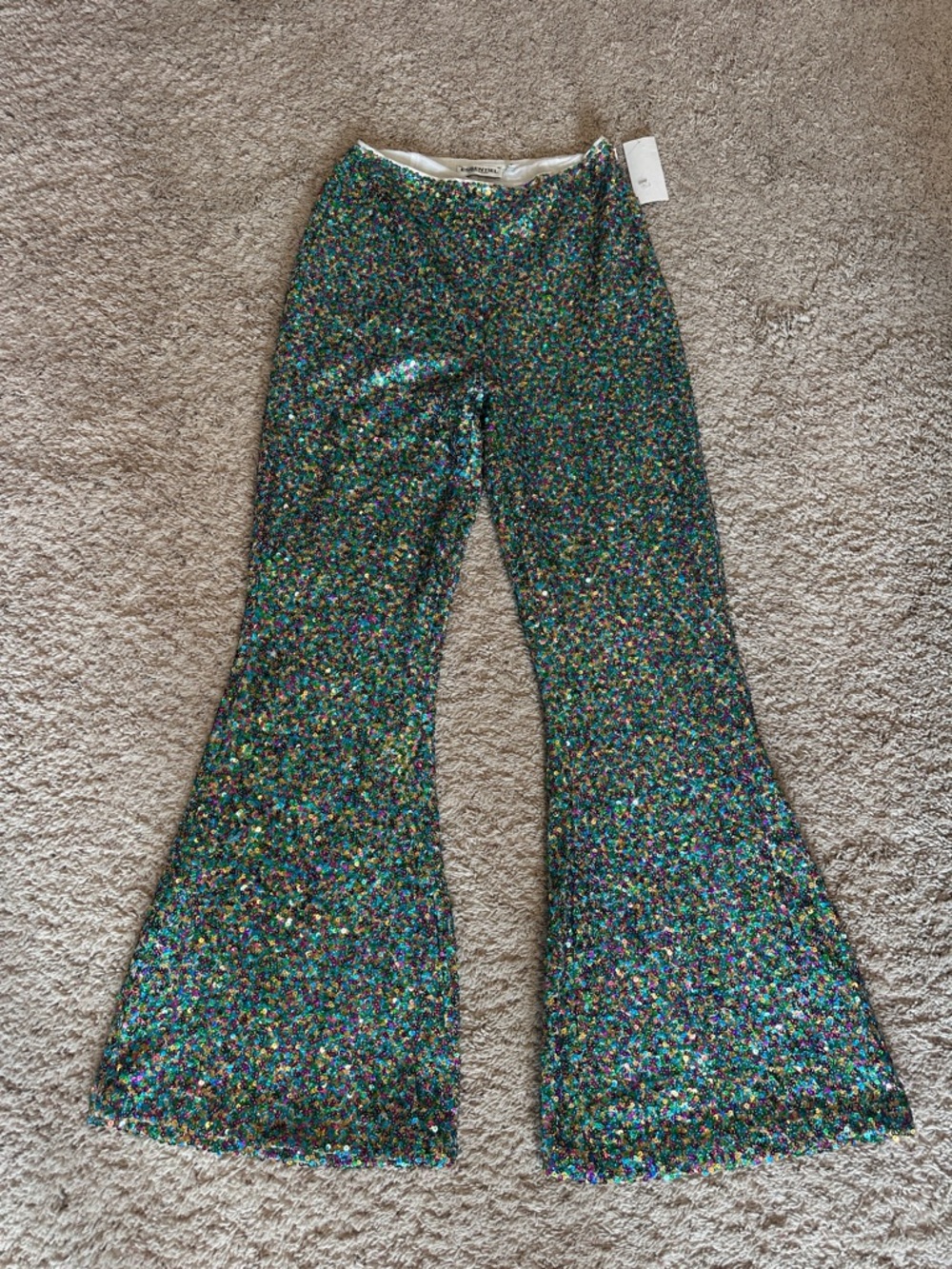 Essentiel Antwerp Sparkle Sequin Flared Bell Bottom Pants Sz 38 New Retail $259